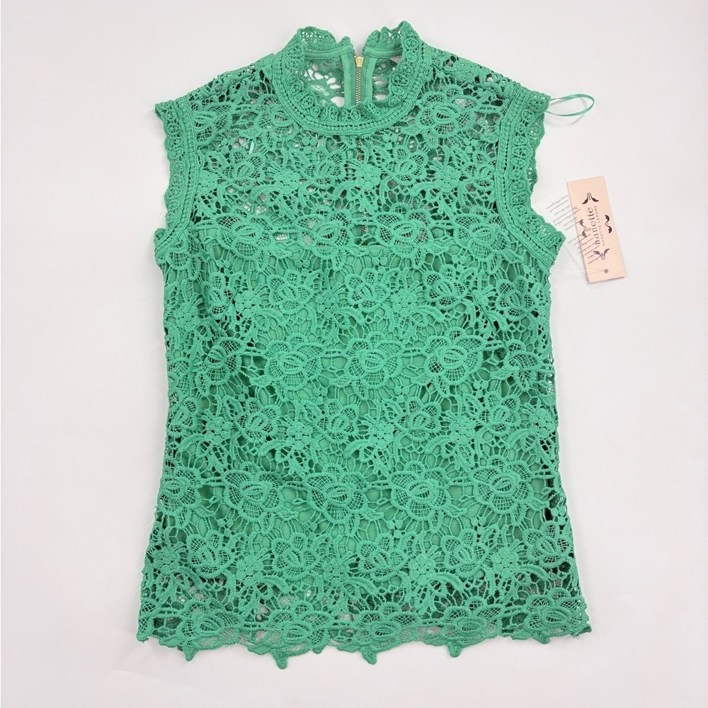 Nanette Lepore Womens Large Top Lace Sugar Plum Spring Fling Sleeveless Hi-neck - Picture 4 of 6